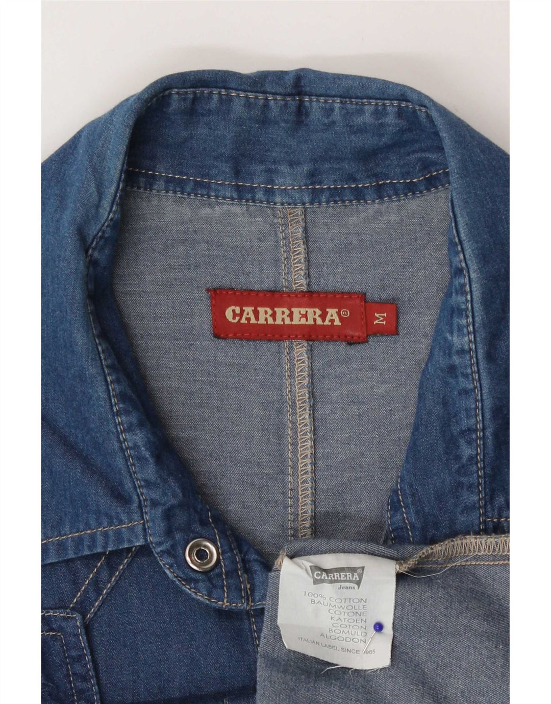 Camisa jeans feminina Carrera UK 12 algodão azul médio