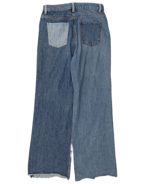 Calça jeans feminina cintura alta Zara EU 40 médio W30 L30 azul colorblock