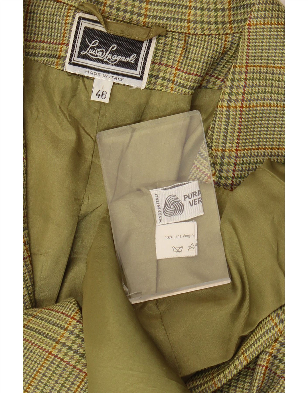 Luisa Spagnoli Jaqueta blazer feminina manga 3/4 IT 46 xadrez verde grande