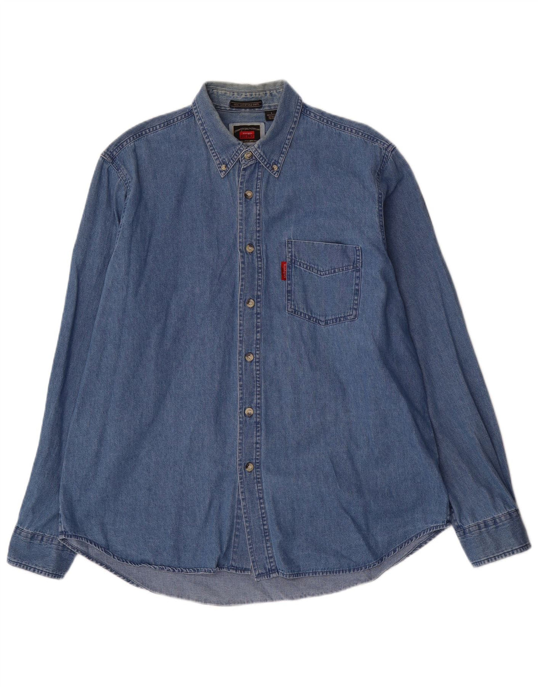 Camisa jeans masculina Wrangler grande algodão azul