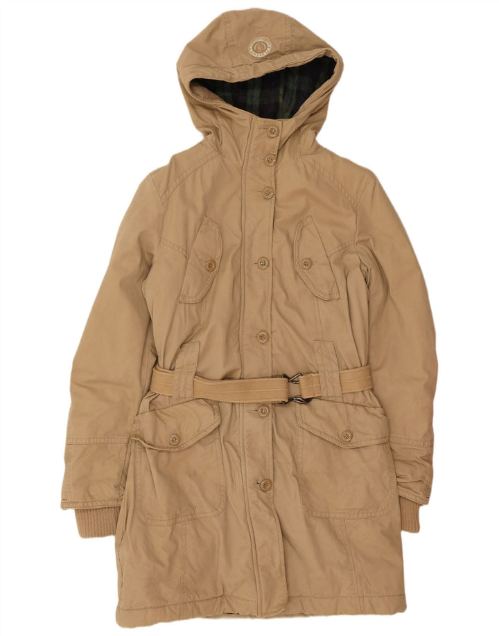 Jaqueta Parka Feminina Playlife com Capuz UK 12 Médio Bege