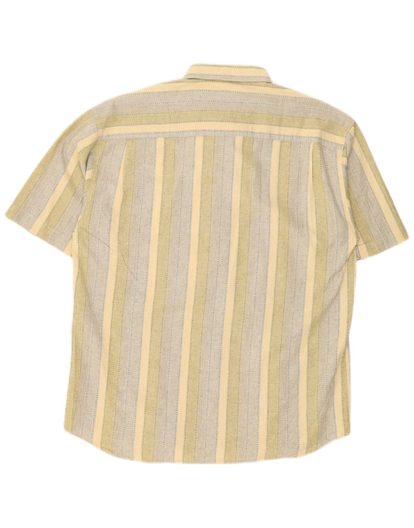 Camisa masculina de manga curta Rover&Lakes tamanho 41/42 grande algodão listrado amarelo