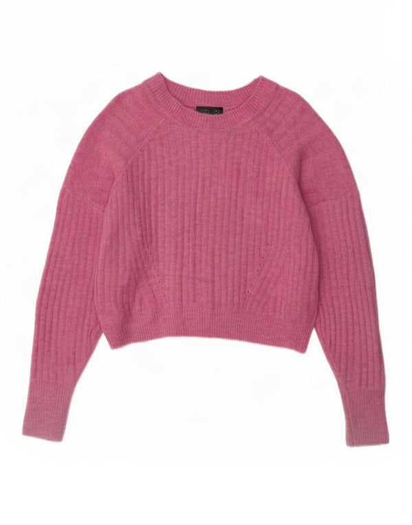 Topshop suéter feminino cropped grande com gola redonda Reino Unido 6 XS rosa acrílico