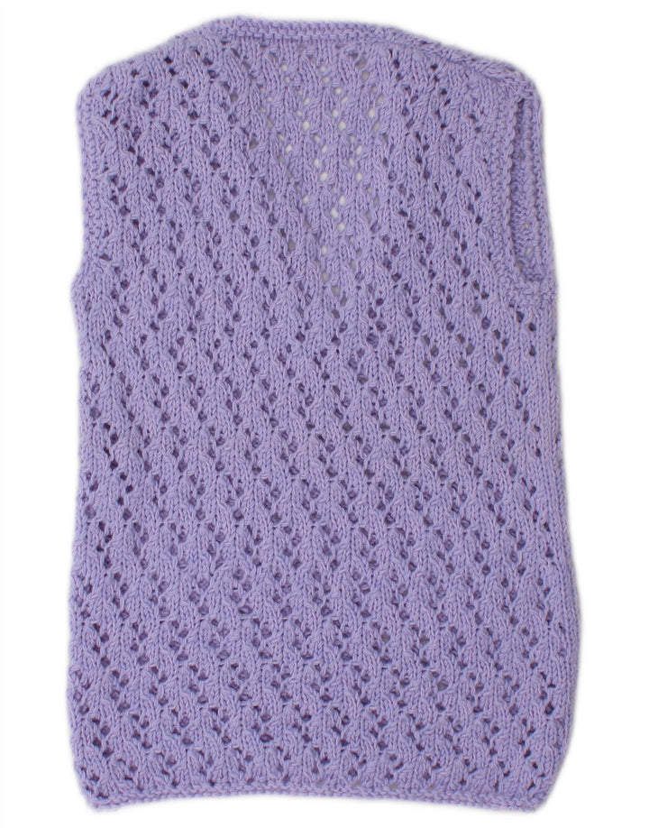 Top feminino colete vintage UK 12 roxo médio
