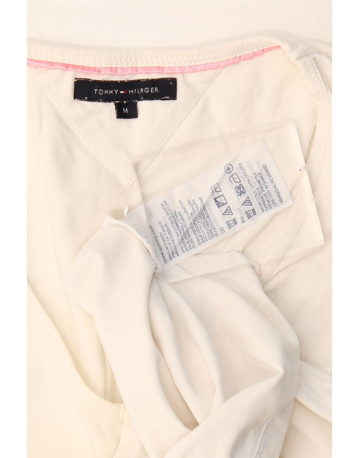 Top feminino Tommy Hilfiger manga comprida UK 12 algodão branco médio