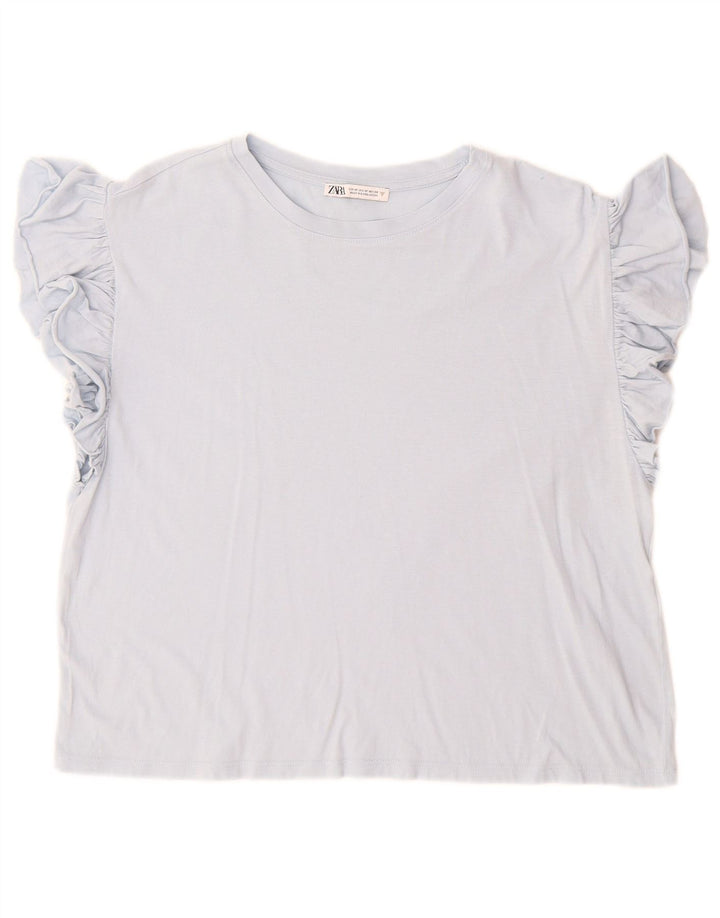 Camiseta feminina Zara UK 14 azul médio