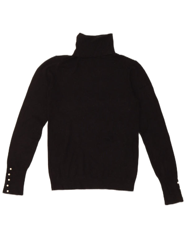 Suéter feminino Zara com gola redonda e viscose preta pequena Reino Unido 8