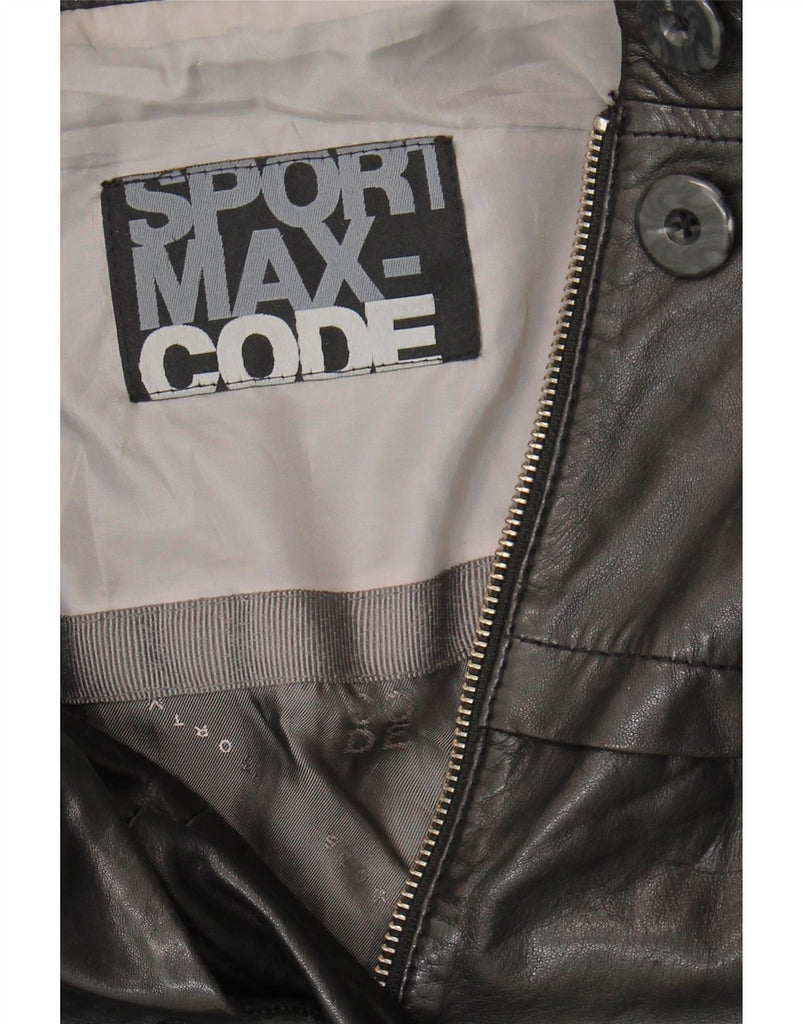 SPORTMAX Womens Leather Jacket UK 14 Large Black Vintage Sportmax and Second-Hand Sportmax from Messina Hembry 