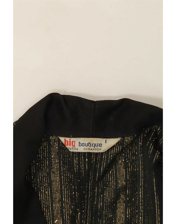 Jaqueta blazer feminina vintage com 1 botão Reino Unido 16 grande listrada preta