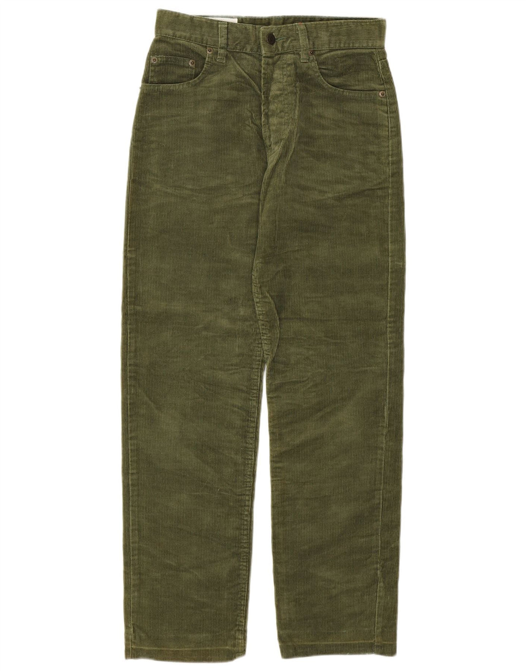 Calça feminina UNIFORM de veludo reto W29 L28 algodão cáqui