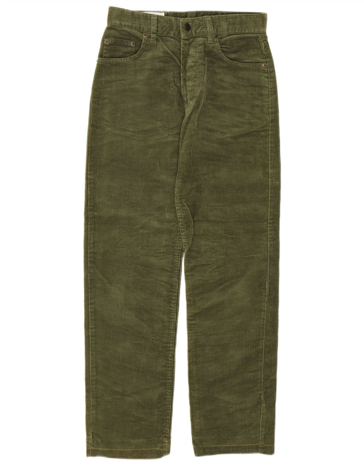 Calça feminina UNIFORM de veludo reto W29 L28 algodão cáqui