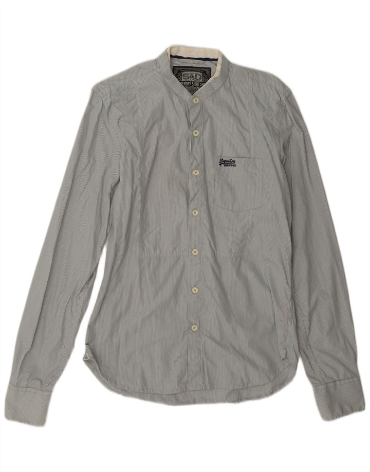 Camisa masculina Superdry cinza médio listrado algodão