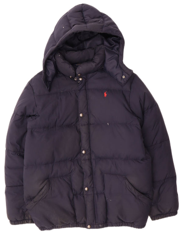 Casaco acolchoado com capuz para meninos Polo Ralph Lauren 15-16 anos XL azul marinho