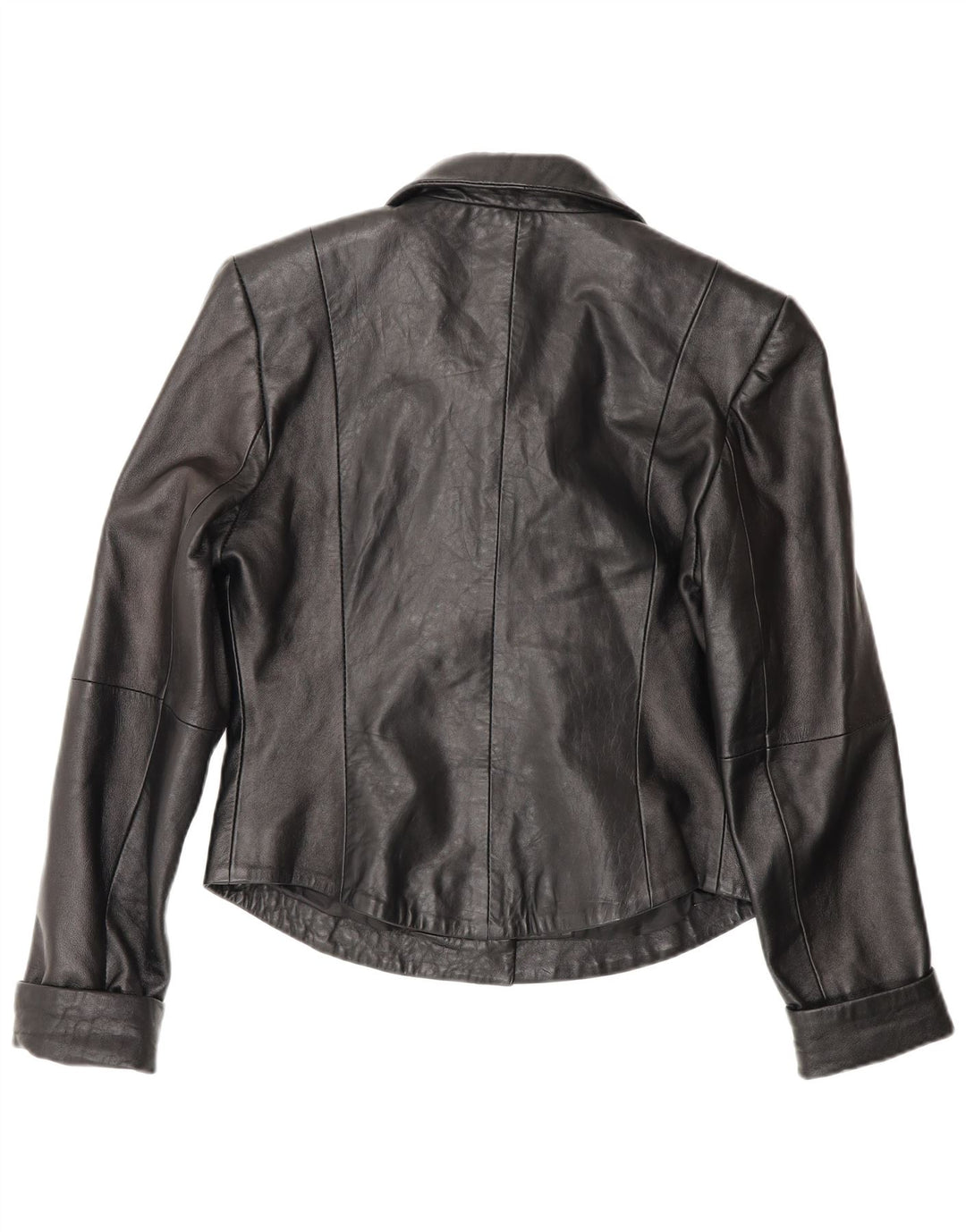 Blazer de couro feminino vintage EU 40 couro preto médio