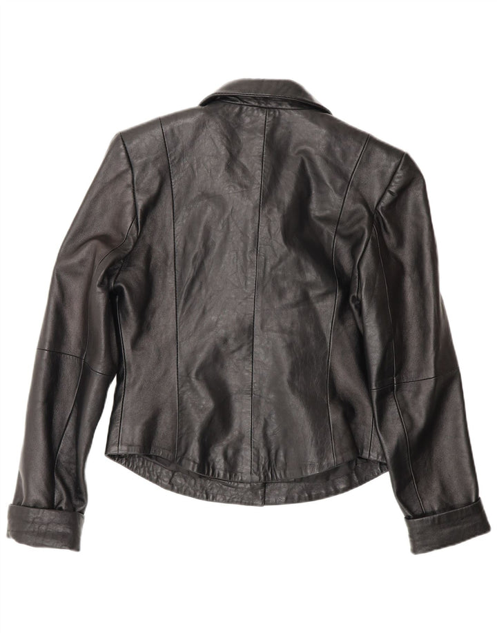 Blazer de couro feminino vintage EU 40 couro preto médio