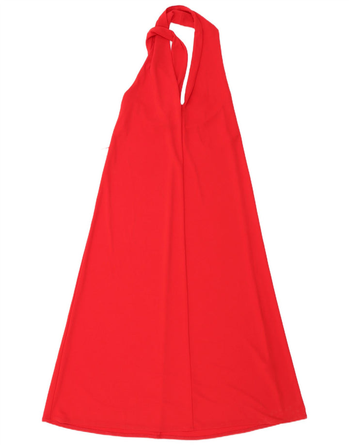 Vestido feminino Zara Halter UK 10 pequeno poliéster vermelho