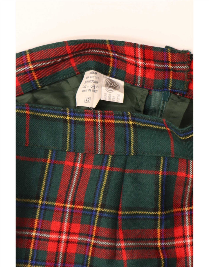 Saia lápis feminina vintage IT 42 médio W28 lã xadrez verde