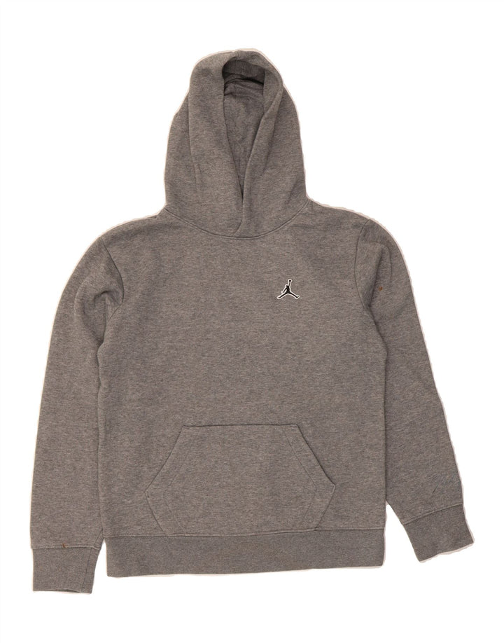 JORDAN Boys Hoodie Jumper 12-13 Years Large Grey Cotton Vintage Jordan and Second-Hand Jordan from Messina Hembry 