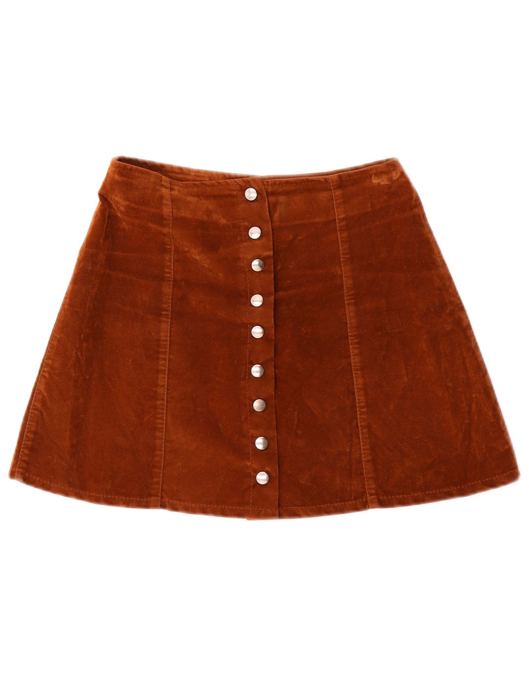 Mini saia vintage feminina em veludo W24 XS marrom poliamida