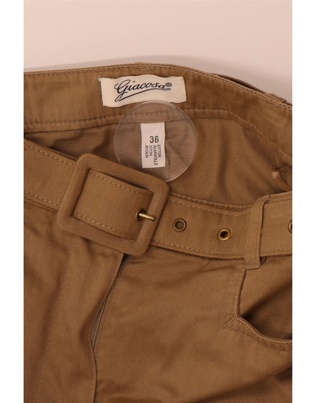 Mini saia feminina VINTAGE IT 36 XS W26 algodão bege