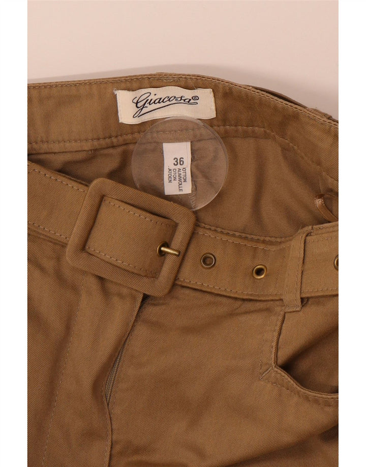 Mini saia feminina VINTAGE IT 36 XS W26 algodão bege