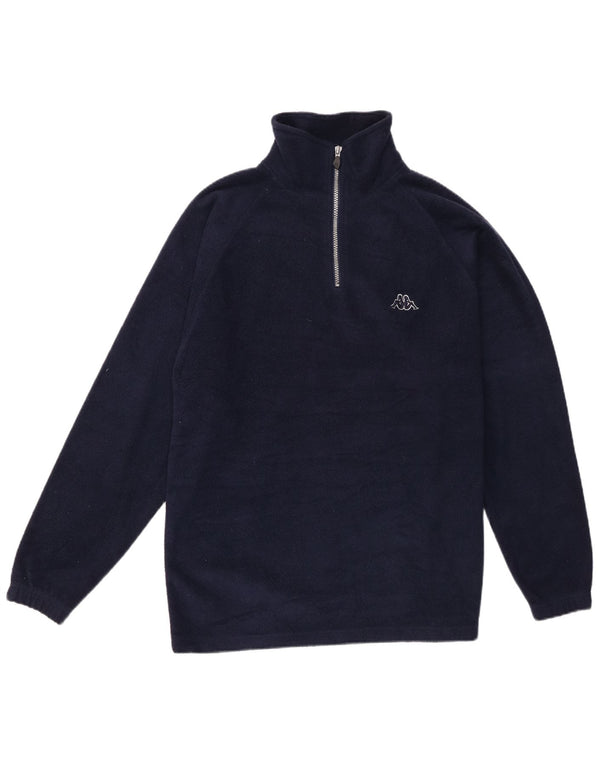 Kappa Mens Zip Neck Fleece Jumper Pequeno Poliéster Azul Marinho