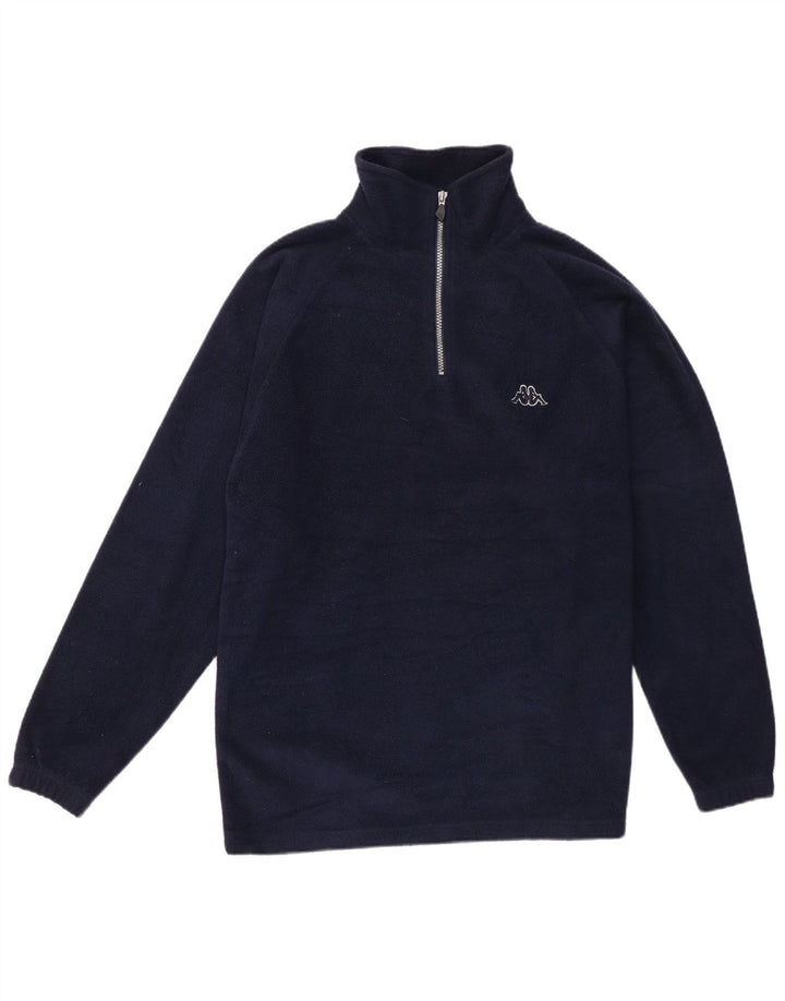 Kappa Mens Zip Neck Fleece Jumper Pequeno Poliéster Azul Marinho