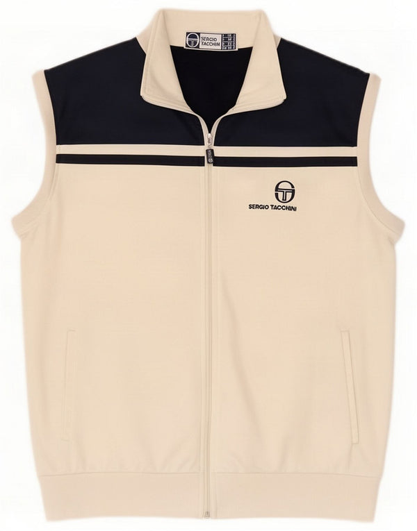 Sergio Tacchini Mens Gilet IT 52 Large White Colourblock Poliéster