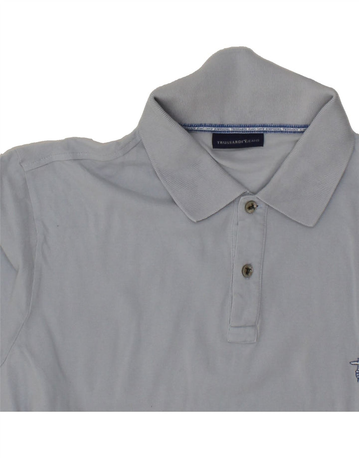 TRUSSARDI Mens Polo Shirt 2XL Blue Cotton Vintage Trussardi and Second-Hand Trussardi from Messina Hembry 