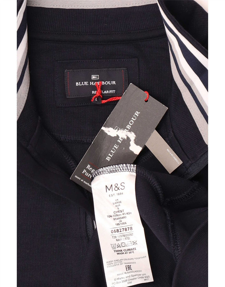 Suéter masculino Marks & Spencer Blue Harbor Regular Fit moletom grande marinho
