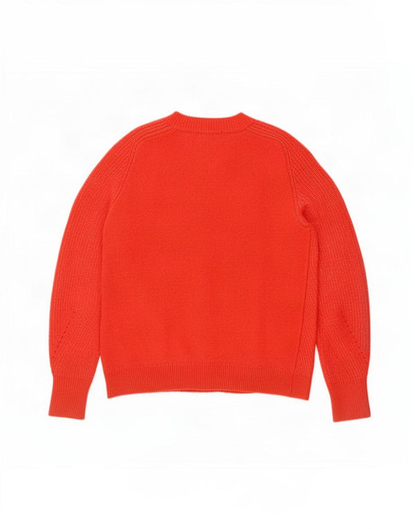 Suéter cardigã feminino Marks & Spencer Reino Unido 10 pequeno acrílico manchado vermelho
