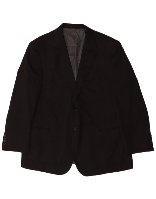 Jaqueta blazer masculina de 2 botões Marks & Spencer Reino Unido 48 2XL poliéster preto