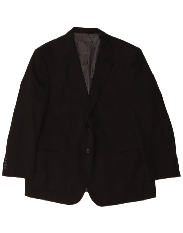 Jaqueta blazer masculina de 2 botões Marks & Spencer Reino Unido 48 2XL poliéster preto