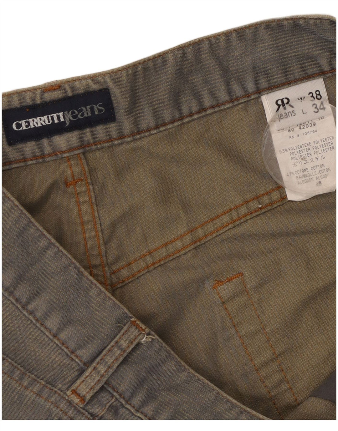 Calça masculina de veludo cotelê Cerruti W38 L34 azul poliéster