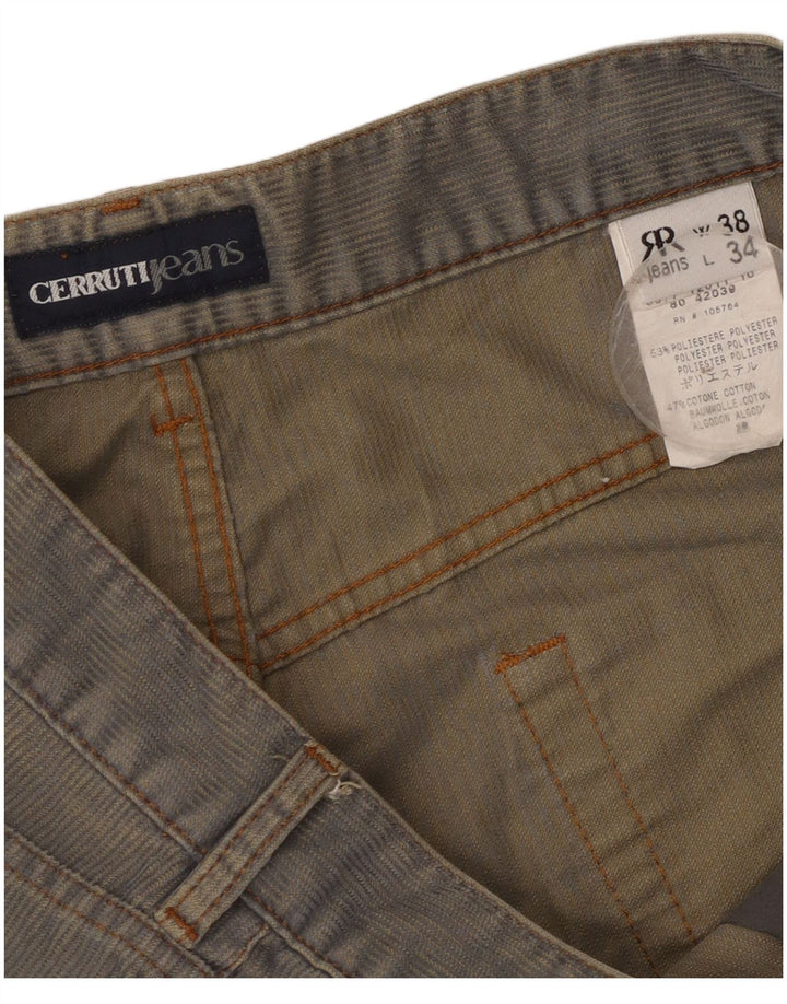Calça masculina de veludo cotelê Cerruti W38 L34 azul poliéster