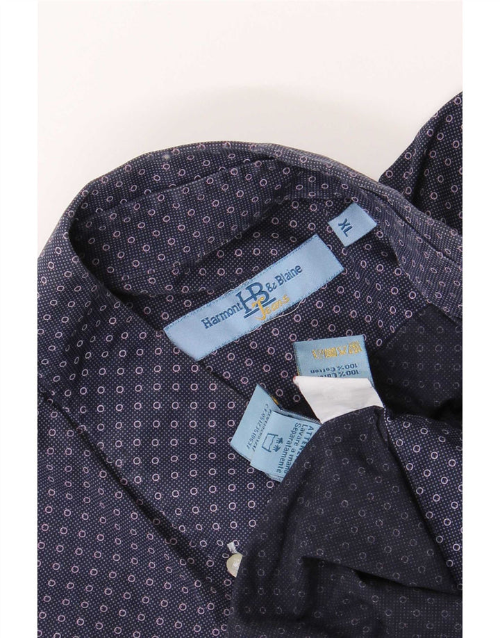 Camisa masculina Harmont & Blaine XL algodão manchado azul marinho