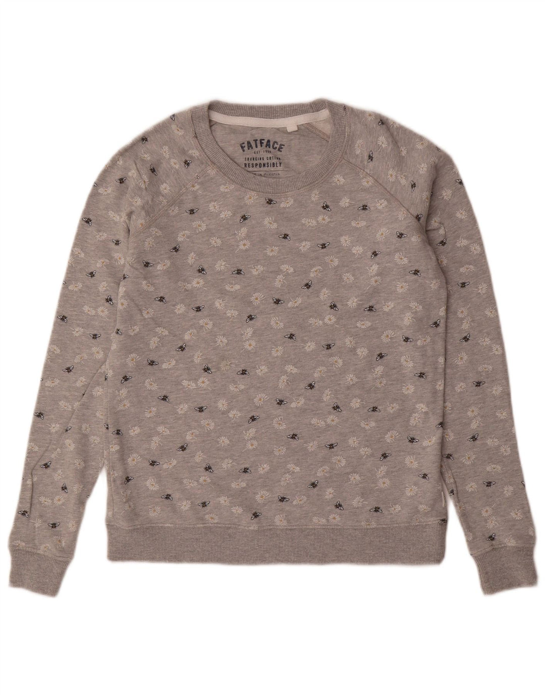 Suéter feminino FAT FACE UK 6 XS cinza floral algodão