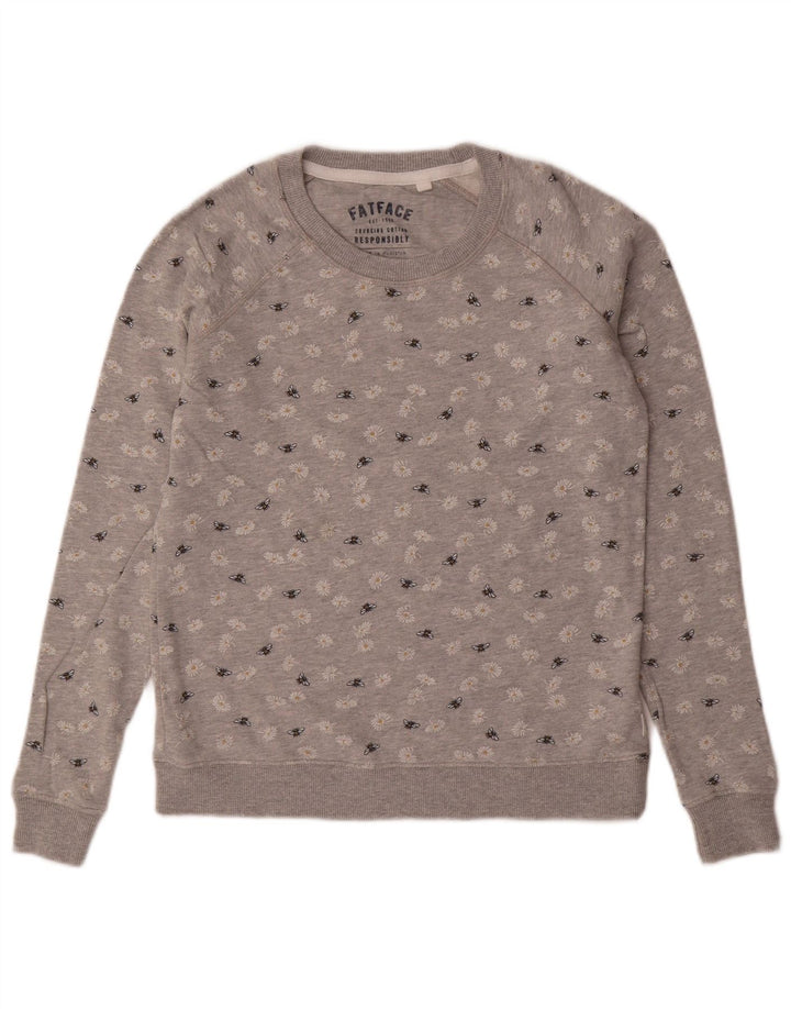 Suéter feminino FAT FACE UK 6 XS cinza floral algodão