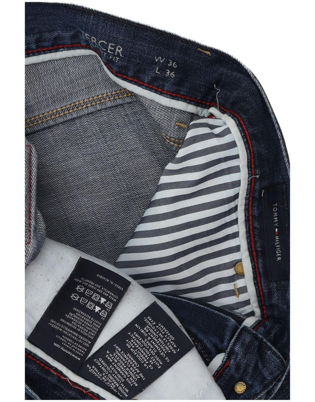 TOMMY HILFIGER Masculino Mercer Straight Jeans W36 L36 Azul Algodão