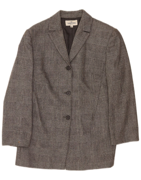 Jaqueta Blazer Feminina Valentino com 3 Botões Reino Unido 12 Cinza Médio Houndstooth