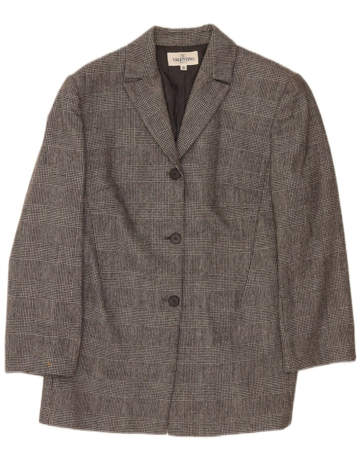 Jaqueta Blazer Feminina Valentino com 3 Botões Reino Unido 12 Cinza Médio Houndstooth