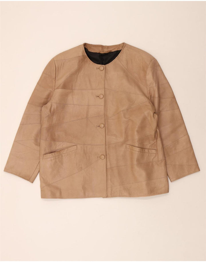 Jaqueta de couro feminina VINTAGE UK 20 2XL patchwork bege