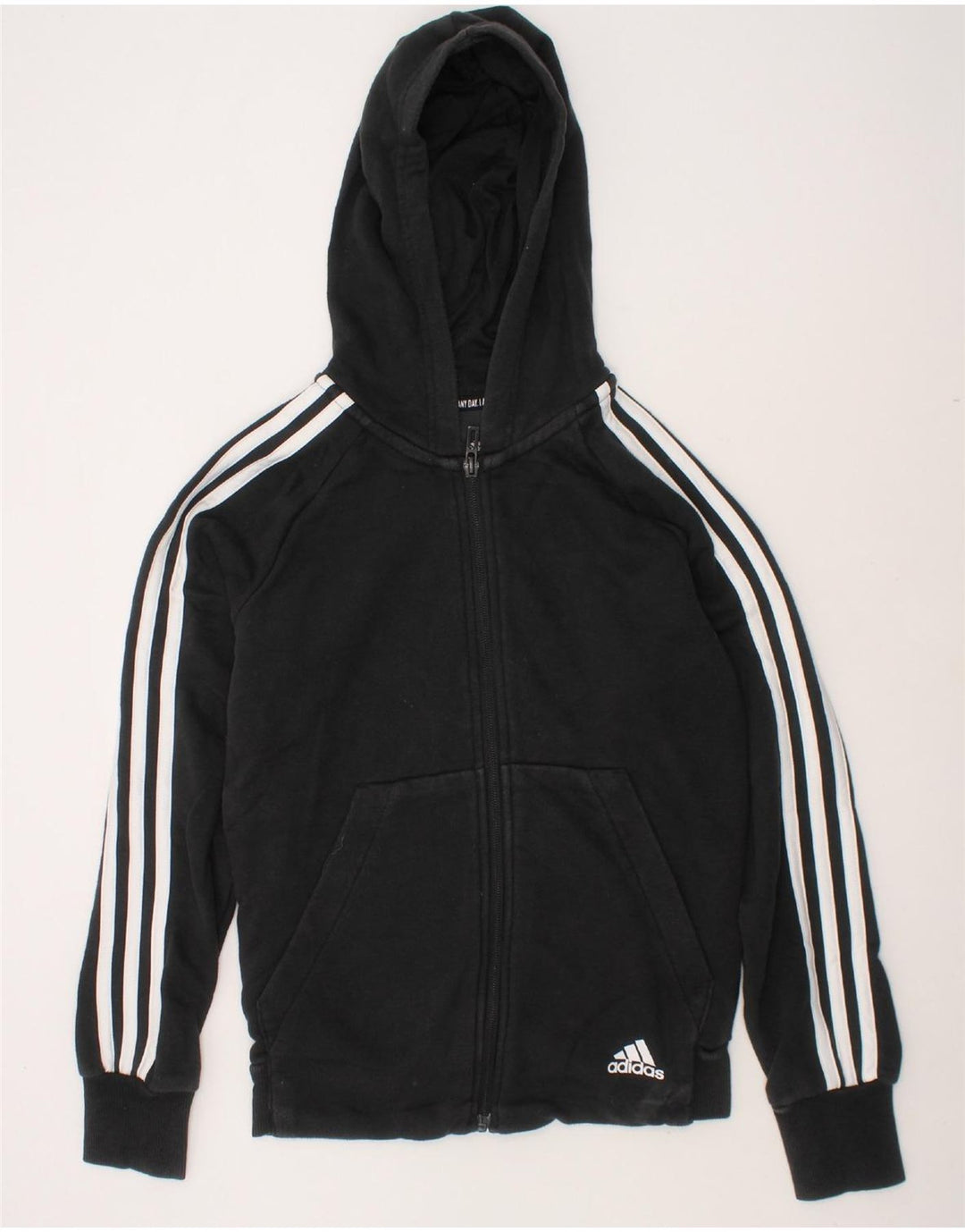 ADIDAS Boys Zip Hoodie Sweater 11-12 Years Black Cotton Vintage Adidas and Second-Hand Adidas from Messina Hembry 