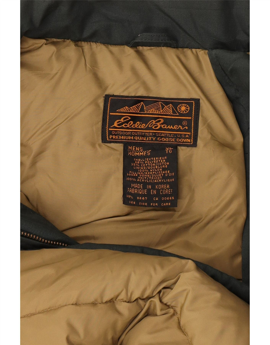 Jaqueta acolchoada masculina Eddie Bauer UK 42 XL verde poliéster