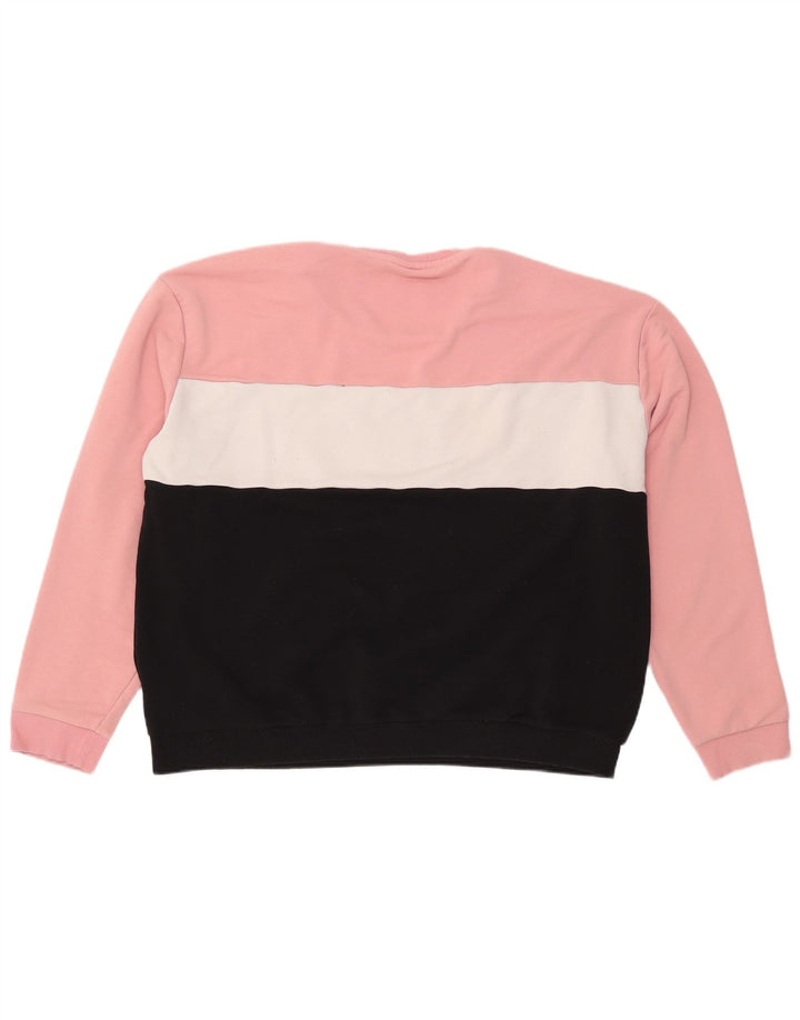 FILA moletom gráfico feminino jumper UK 24 4XL rosa colorblock algodão