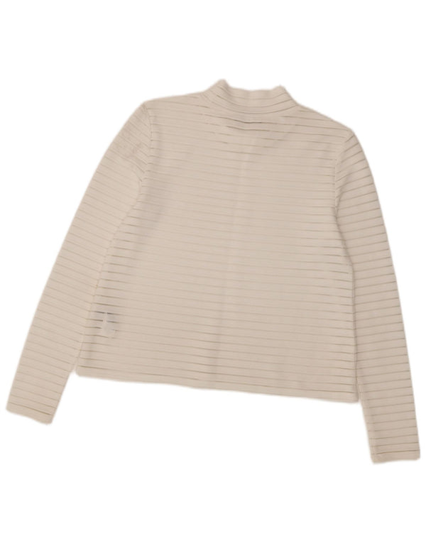 Top feminino Marks & Spencer manga comprida Reino Unido 10 listras brancas pequenas