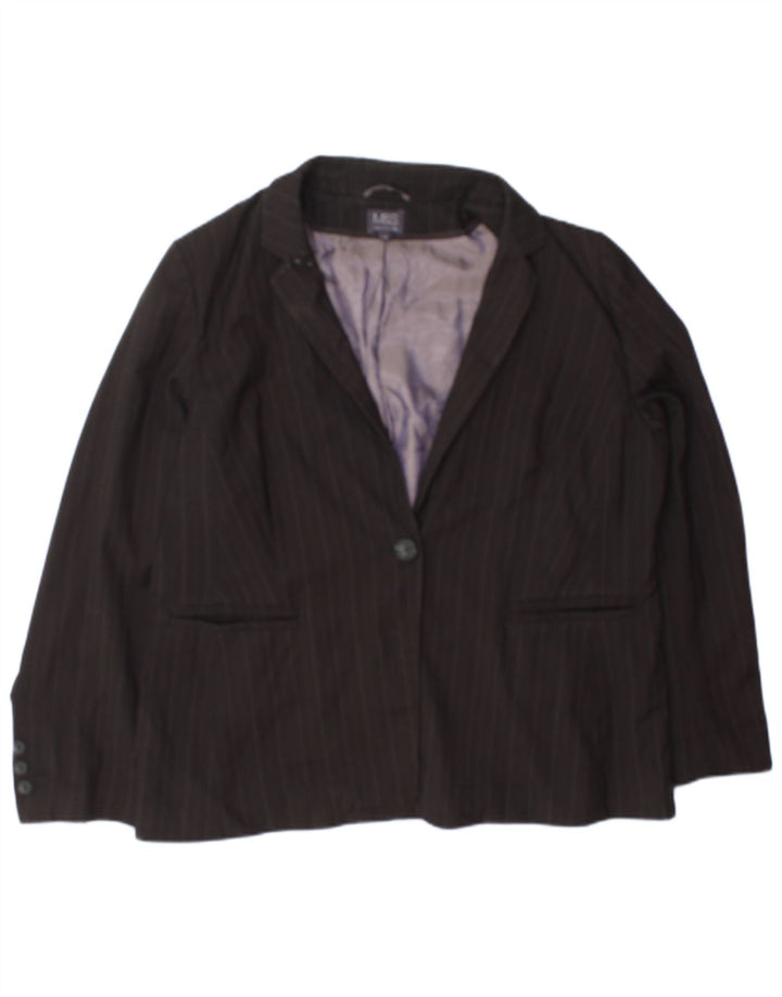 Jaqueta blazer feminina de 1 botão Marks & Spencer Reino Unido 20 2XL listrada cinza