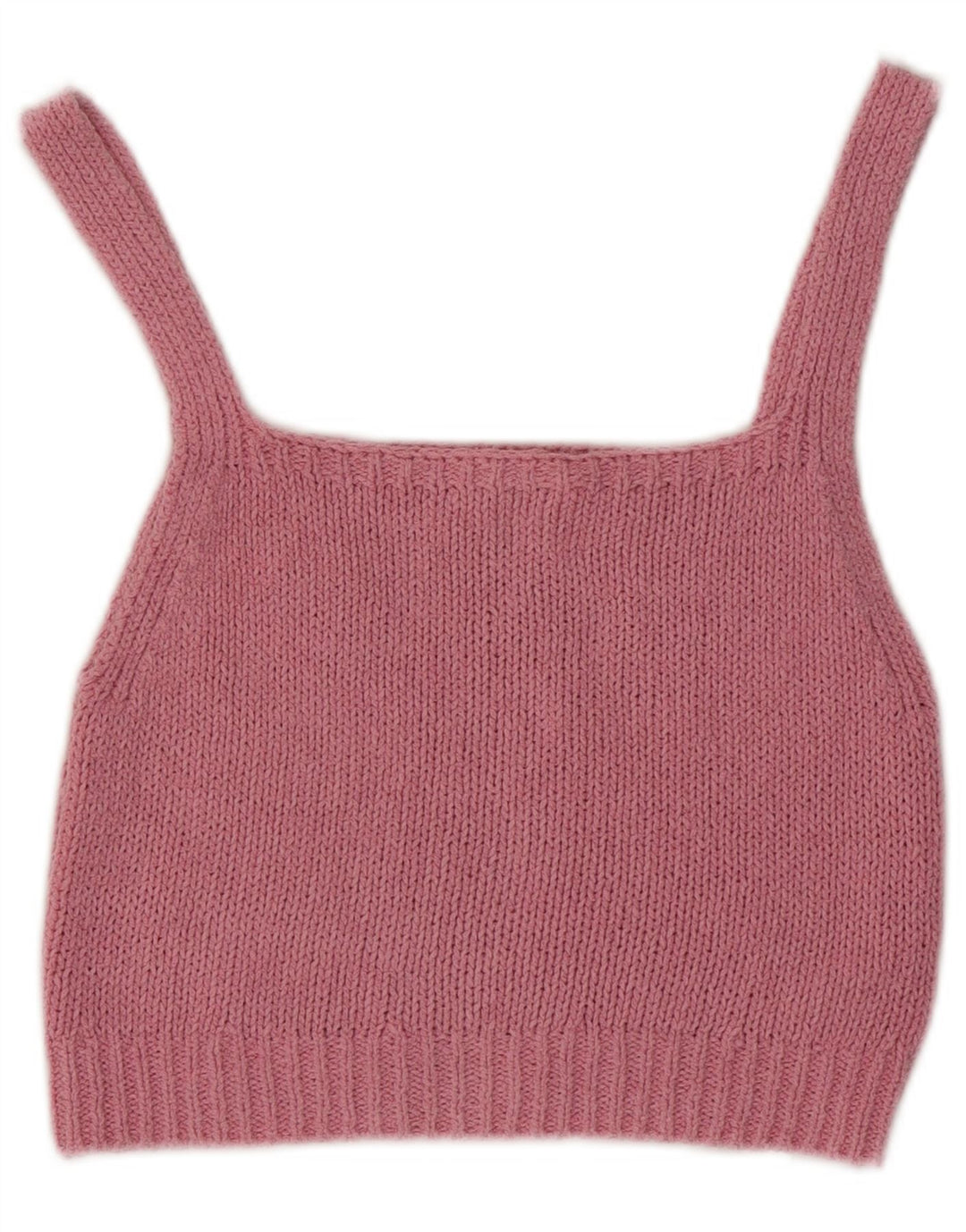 Zara Womens Knit Crop Top UK 12 Médio Algodão Rosa
