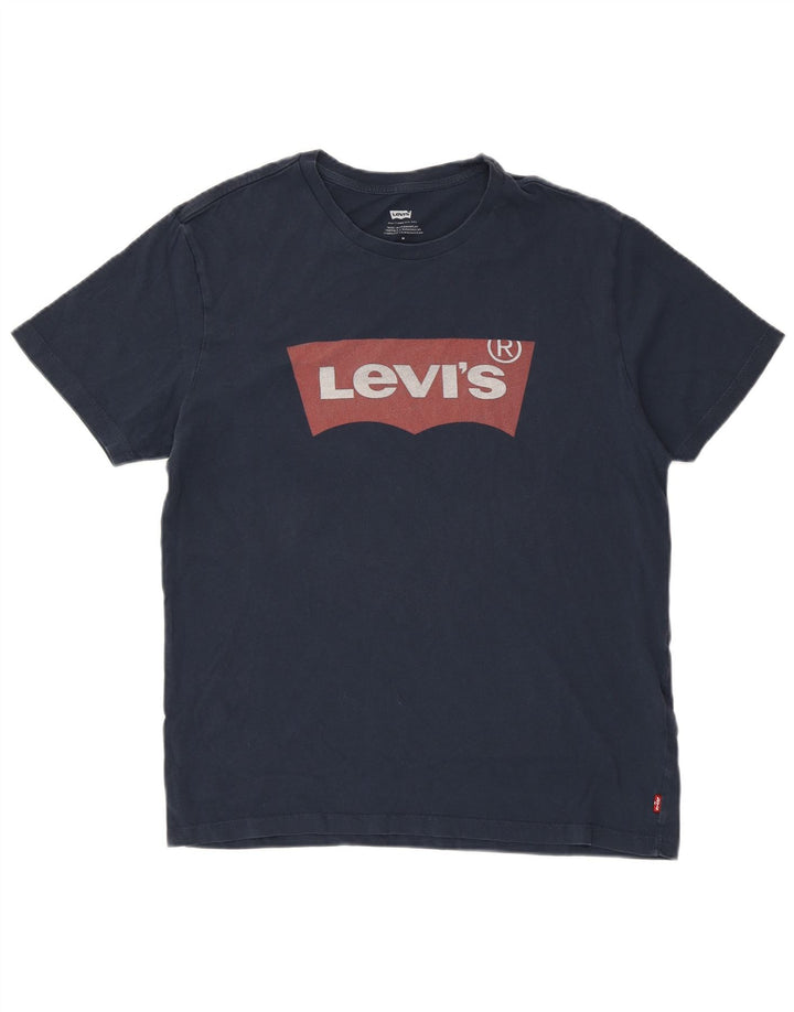 Camiseta gráfica masculina LEVI'S Top médio algodão azul marinho