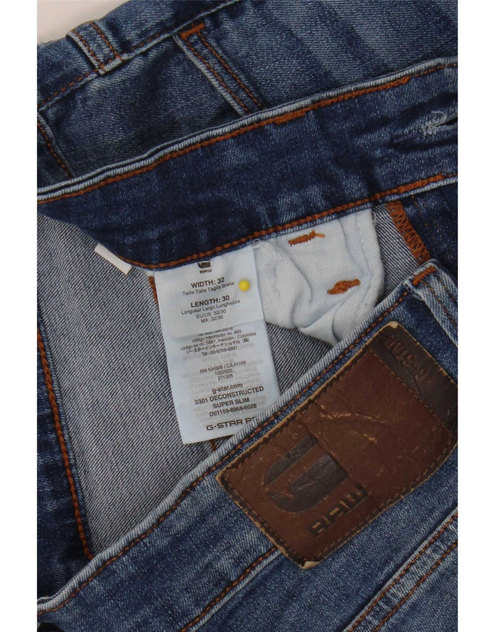 Calça jeans feminina G-Star 3301 Super Slim W32 L30 algodão azul